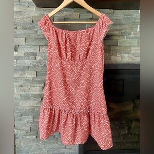 🩷 Cute Ruffled Short Sleeve Mini Dotted Leaf Teardrop Pink White Pattern Large